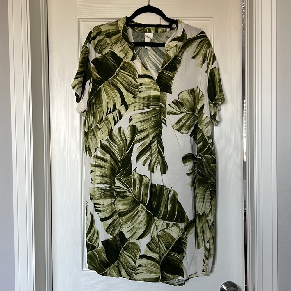 Palm Leaf V Neck Dress
